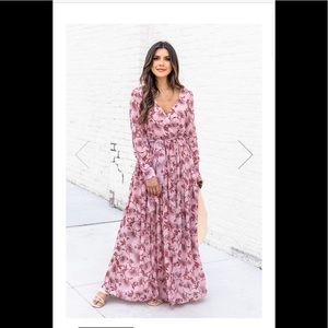 Pink floral maxi dress